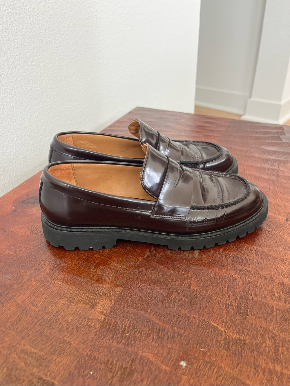 Burgundy Thursday "Penny" Loafer with Lug Sole Academia Collegiate Preppy size 8